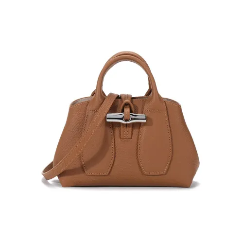 LONGCHAMP Roseau Коровья кожа Большая сумка через плечо Мини женская коричневая