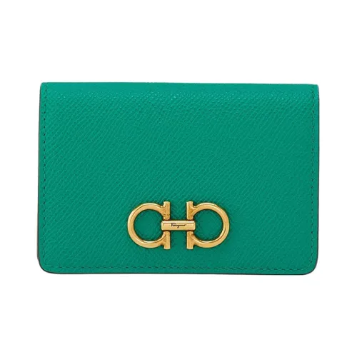 FERRAGAMO GANCINI Телячья кожа Держатель для карт кошелек Женские Зеленый