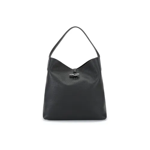 LONGCHAMP Roseau Essential Корова Кожа Бамбук Сумка Тоут Сумка Сумка для покупок Сумка Сумка через плечо Женская Черная