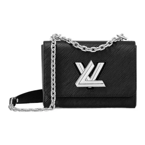 LOUIS VUITTON Twist Grained Телячья кожа Сумка через плечо Маленькая Женская Черная