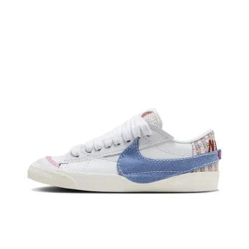 Nike Blazer Low '77 Jumbo 'Деним' Swoosh' Low Топ Кроссовки для скейтбординга Женские Белые Синие