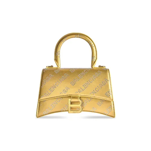 Balenciaga HOURGLASS Сглаживающий Корова Кожа Сумка через плечо Сумка Экстра Маленькая Женская Золотая