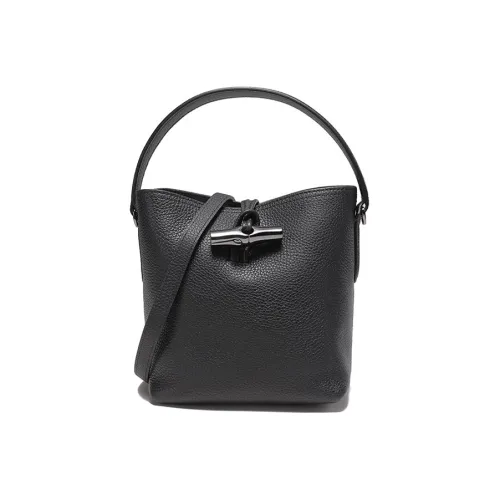 LONGCHAMP Roseau Essential Корова Кожа Ведрообразная Сумка Сумка через плечо Маленькая Женская Черная