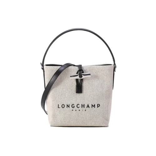 LONGCHAMP Roseau Холст с зернистой текстурой кожи коровы комбинированная сумка-ведро сумка на плечо сумка мини женская льняная ткань