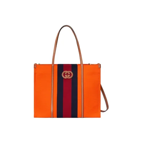 GUCCI PETITE GG Хлопок Холст Кожа Тоут Сумка Сумка для покупок Холст Сумка через плечо Сумка