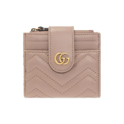 GUCCI GG Marmont Кожаный держатель для карт и кошелек стандартный женский розовый