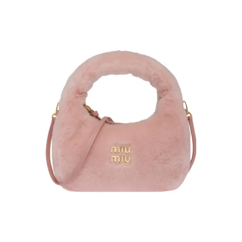 MIU MIU Wander Series Sheepskin Хобо Сумка Сумка через плечо Сумка на плечо Женская Розовая