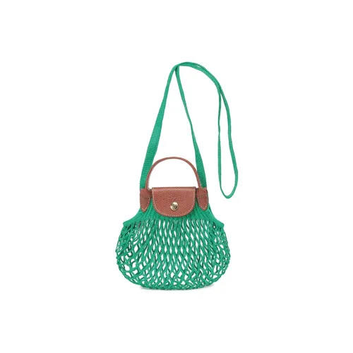 LONGCHAMP Le Pliage Хлопок с коровьей кожей комбинированная сумка сумка через плечо сумка через плечо экстра маленькая женская зеленый и коричневый