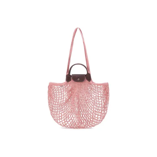 LONGCHAMP Le Pliage Ткань Сетчатый Карман С кожаными вставками Сумка Большая Женская Розовая