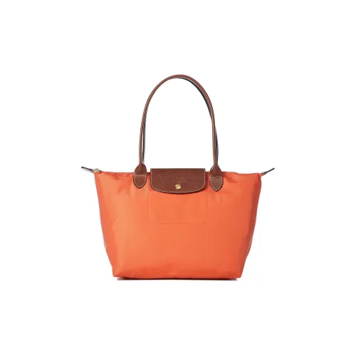 LONGCHAMP Le Pliage Холст с кожей Комбинированный Пельмени Сумка Холст Сумка Сумка через плечо Маленькая Женская Апельсиновая
