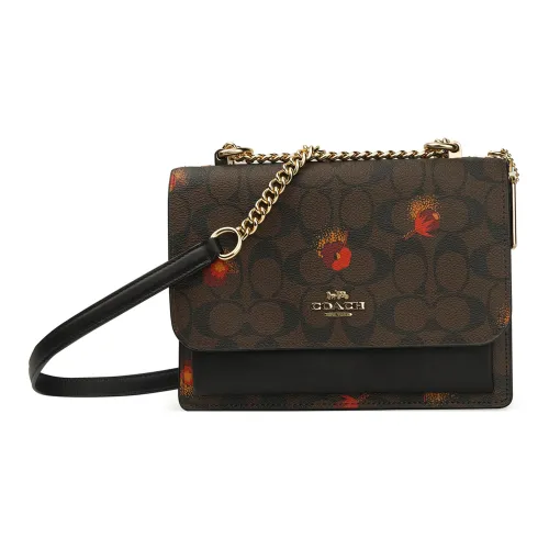 COACH Klare Покрытие Холст Кожа Сумка через плечо Женская Коричневый Черный С принтом
