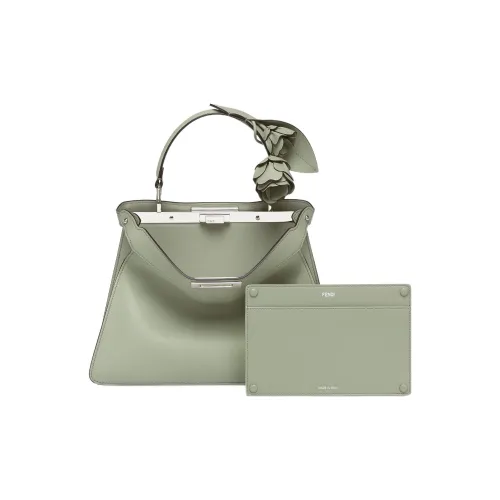 FENDI Peekaboo ISeeU Телячья кожа Сумка через плечо Сумка среднего размера Женская Зеленая