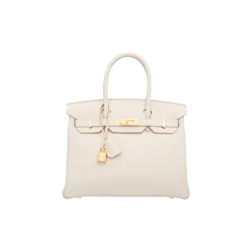 HERMES Birkin TC Кожаная сумка Birkin из коровьей кожи женская 8 литров цвет Бетон ледниковый белый