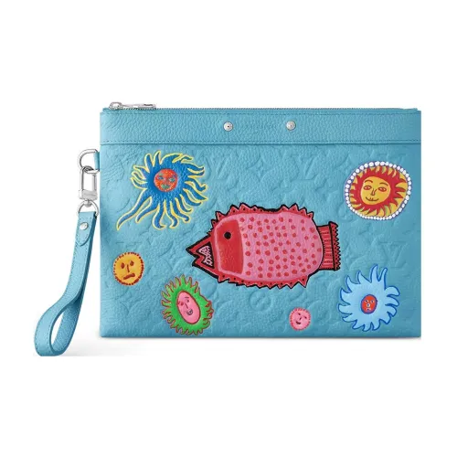 LOUIS VUITTON Yayoi Kusama Коллаборация Маленькая сумочка To Go кожа клатч обычный мужской синий