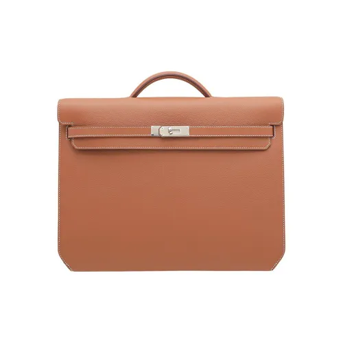 HERMES Kelly Depeches Evercolor Телячья кожа Бизнес Сумка Мужской 37 Золото