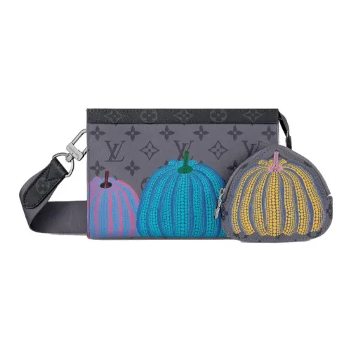 LOUIS VUITTON Yayoi Kusama Коллаборация Gaston WW Покрытый холст Сумка через плечо Стандартная Мужская Серый