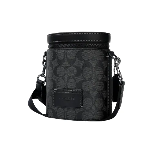 COACH Barrel Коровья кожа с искусственной кожей Сумка через плечо Маленькая Мужская Черная