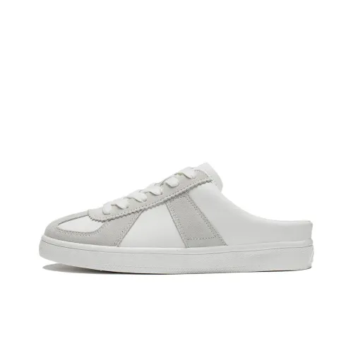 Подкладка Немецкие армейские кроссовки Тапочки Устойчивые к истиранию Низкий верх Без шнуровки Открытая подошва Кроссовки для скейтбординга Женские Белые Серые