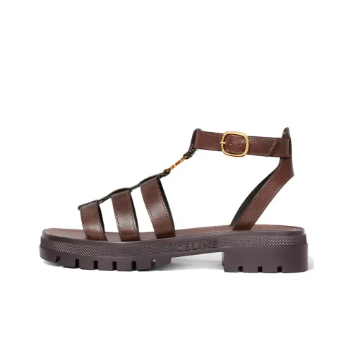 CELINE Cuir Triomphe Римские Сандалии Женские Коричневые