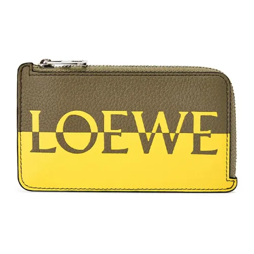 LOEWE Коровья кожа Держатель для карт кошелек Мужской Коричневый Лимон
