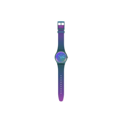 SWATCH New Gent Collection Кварцевый механизм Унисекс Часы 41 мм Синий циферблат Биоматериал Корпус Часы Силиконовый ремешок