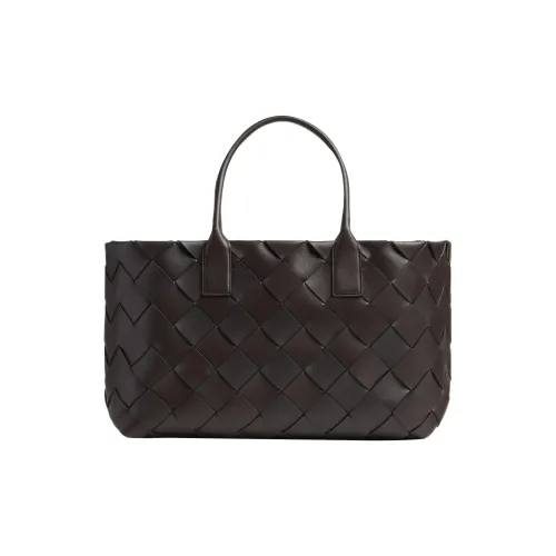 Bottega Veneta Cabat Овчина Тоут Сумка Сумка для покупок Сумка Женская Темный шоколад Кукурузный желтый