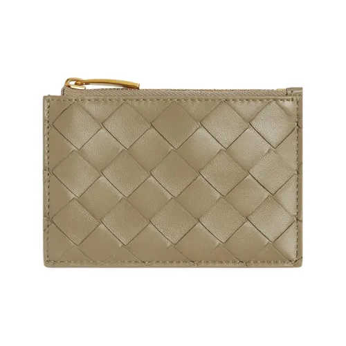 Bottega Veneta Sheepskin Cow Leather Card Holder Key Pouch Women's Taupe