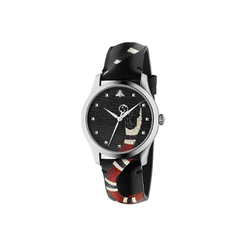 GUCCI Женские часы Кварцевый механизм Кожаный ремешок 38 мм Черный циферблат