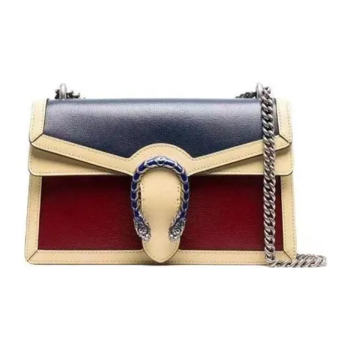 GUCCI Сумка из коровьей кожи с цепочкой переносная сумка через плечо женская синяя и красная и бежевая