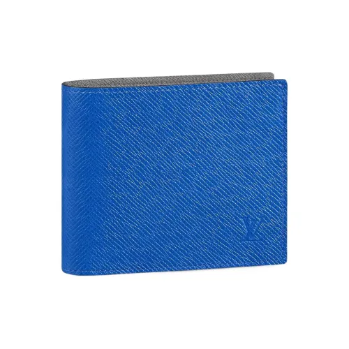 LOUIS VUITTON Taiga Коровья кожа Держатель для карт кошелек Мужской Синий