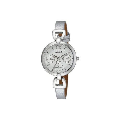 CASIO Standard Series Кварцевый механизм Кожаный ремешок Часы Женские Белый циферблат LTP E401L 7A