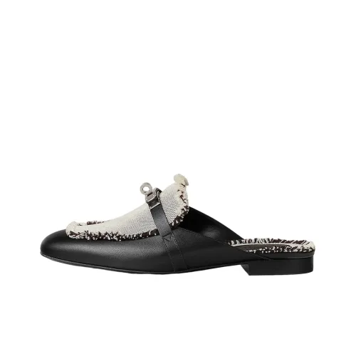 HERMES Домашние тапочки Женские Черный Белый