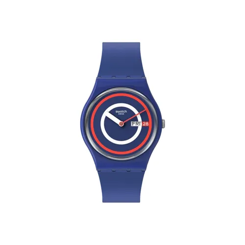 SWATCH Gent Series Кварцевый механизм Унисекс Часы 34 мм Черный циферблат Биоматериал Корпус Часы Силиконовый ремешок