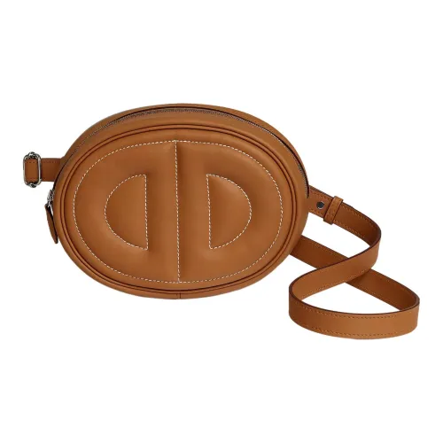 HERMES In The Loop Телячья кожа Клатч Сумка через плечо Бананка Обычный Женский 37 Золото Коричневый