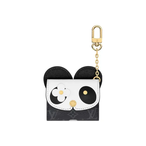 LOUIS VUITTON Покрытый холст с кожаными вставками Чехол для наушников Унисекс Черный Белый