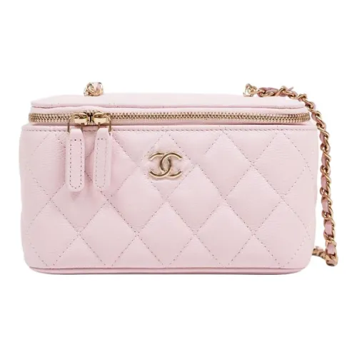 CHANEL Телячья кожа Косметичка Квадратная Коробка Сумка через плечо Женская Светло-розовая