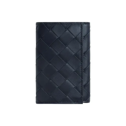 Bottega Veneta Коровья кожа Держатель для карт Key Pouch Мужской Темно-синий Желтый