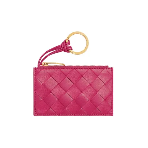 Bottega Veneta Lambskin Cow Leather Key Pouch Women's Pink Red