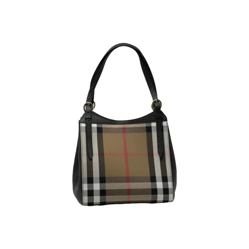 Burberry Холст и Кожаная Сумка-тоут Сумка для покупок Сумка через плечо Сумка обычная Женская Черная