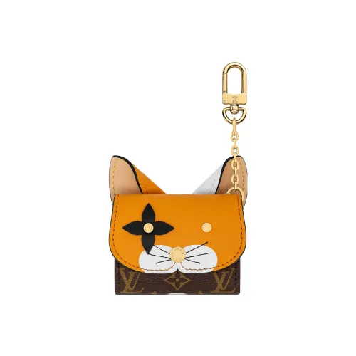 LOUIS VUITTON Покрытый холст с кожаными вставками Чехол для наушников Унисекс Коричневый Оранжевый