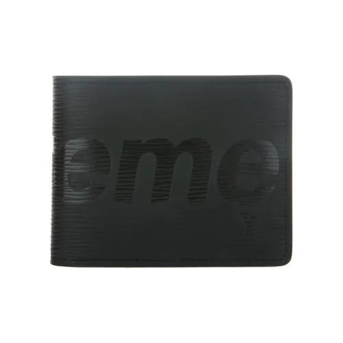 LOUIS VUITTON Supreme Коллаборация Кожа EPI Держатель для карт кошелек Мужской Черный