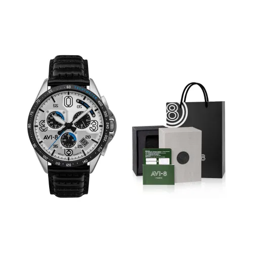 AVI 8 Кварцевый механизм Мужские часы P 51 Mustang 43 мм Белый