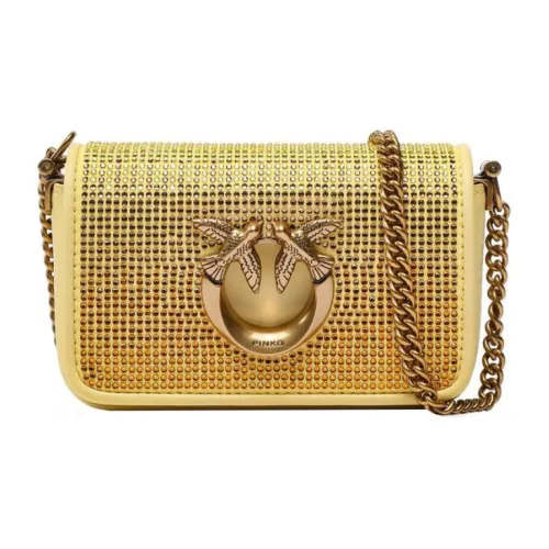 PINKO Click series Кожа Сумка через плечо Мини Женская Золотая