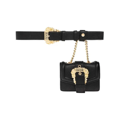 VERSACE JEANS COUTURE Stone Кожа Key Pouch Бананка Женская Черный