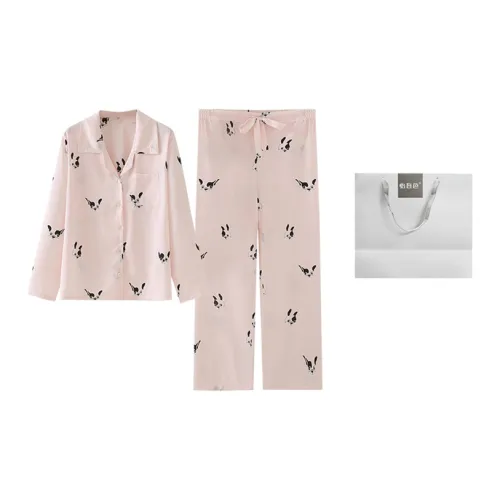 Розовый французский бульдог, женские пижамные комплекты