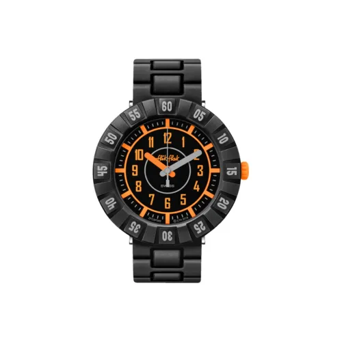 SWATCH Flik Flak Feifei Series Кварцевый механизм Унисекс Часы 36,7 мм Черный циферблат Пластиковый корпус Силиконовый ремешок