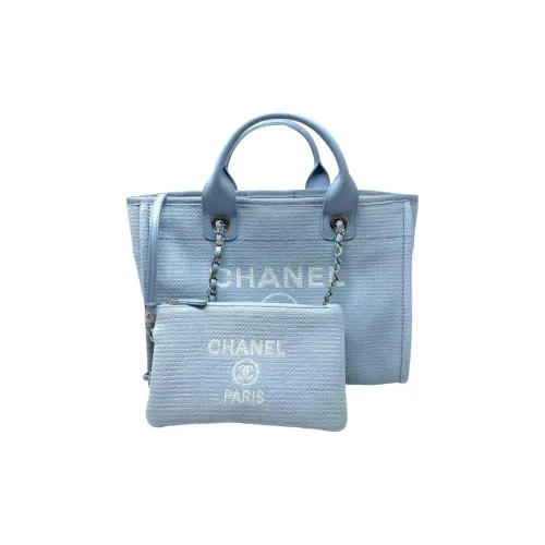 CHANEL Холст Тоут Сумка Сумка для покупок Холст Сумка Сумка на одно плечо Маленькая Женская Сумка Синий