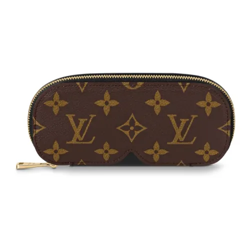 LOUIS VUITTON Монограмма Холст и Кожа Чехол для Очков Большой Унисекс Коричневый