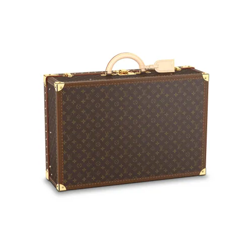 LOUIS VUITTON Холст с кожей Портативный Хранение Коробка Твердый Чехол Женские Коричневый