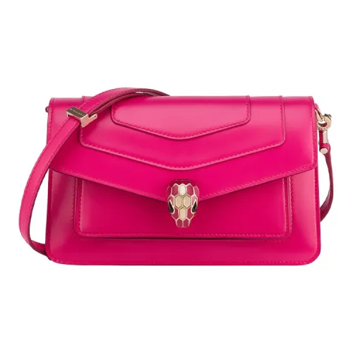 BVLGARI Serpenti Forever Series Телячья кожа Сумка через плечо Сумка на плечо Женская Розовая